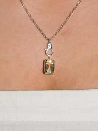 Arizona Man Heliodor Emerald Cut Charm in Sterling Silver