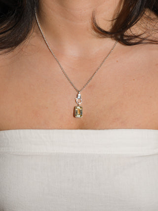 Arizona Man Heliodor Emerald Cut Charm in Sterling Silver