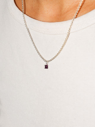 Mulled Garnet Square Cut Charm in Sterling Silver