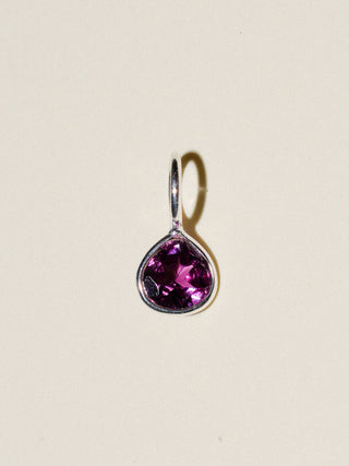 Romantic Garnet Pear Cut Charm in Sterling Silver