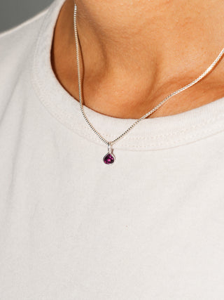 Romantic Garnet Pear Cut Charm in Sterling Silver