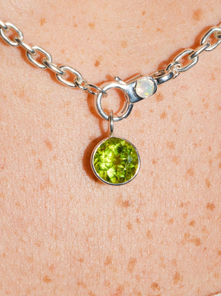 Popular Peridot Round Cut Charm in Sterling Silver