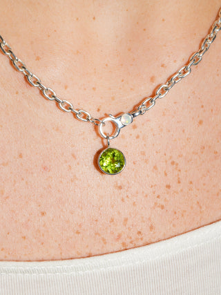 Popular Peridot Round Cut Charm in Sterling Silver