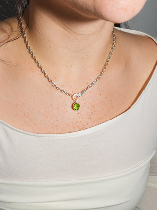 Popular Peridot Round Cut Charm in Sterling Silver