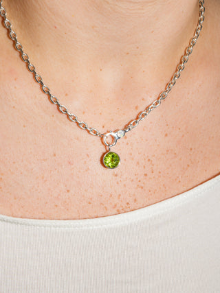 Popular Peridot Round Cut Charm in Sterling Silver
