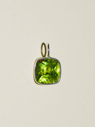 Lion Peridot Cushion Cut Charm in Sterling Silver