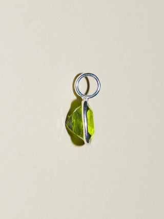 Lion Peridot Cushion Cut Charm in Sterling Silver