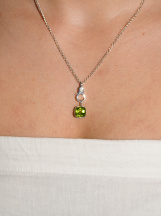 Lion Peridot Cushion Cut Charm in Sterling Silver
