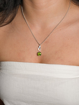 Lion Peridot Cushion Cut Charm in Sterling Silver
