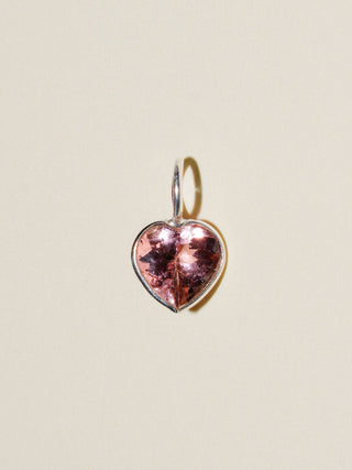Beating Pink Tourmaline Heart Cut Charm in Sterling Silver