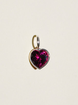 Xoxo Pink Tourmaline Heart Cut Charm in Sterling Silver