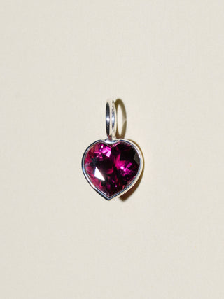 Xoxo Pink Tourmaline Heart Cut Charm in Sterling Silver