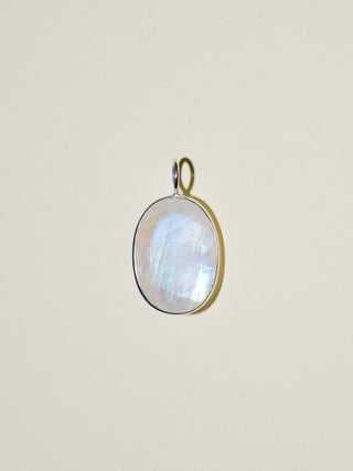 Night Sky Moonstone Oval Cut Charm in Sterling Silver