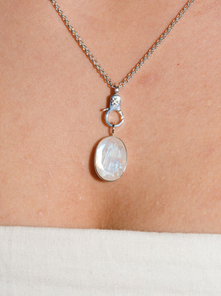 Night Sky Moonstone Oval Cut Charm in Sterling Silver