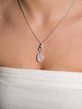 Night Sky Moonstone Oval Cut Charm in Sterling Silver