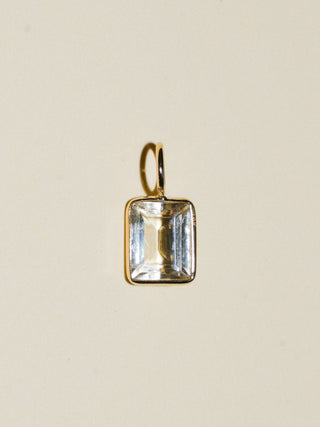 Sheered Scapolite Emerald Cut Charm in Yellow 14k Gold