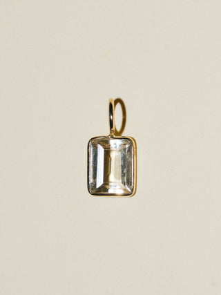 Sheered Scapolite Emerald Cut Charm in Yellow 14k Gold