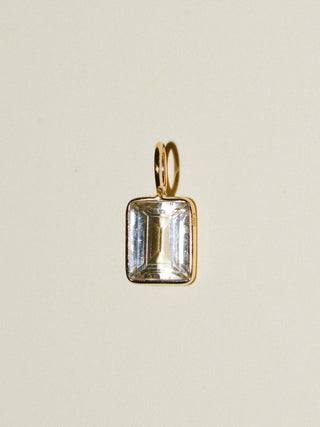Sheered Scapolite Emerald Cut Charm in Yellow 14k Gold