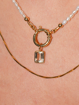 Sheered Scapolite Emerald Cut Charm in Yellow 14k Gold