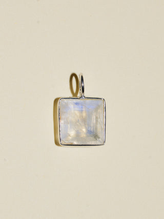Crushed Ice Moonstone Square Cut Charm in Sterling Silver