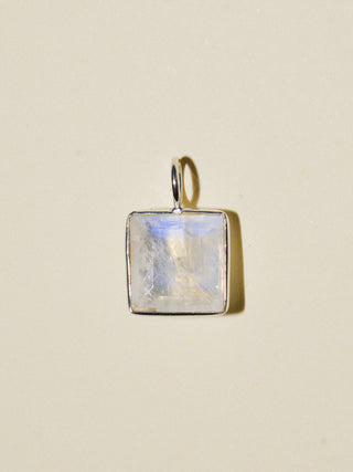 Crushed Ice Moonstone Square Cut Charm in Sterling Silver