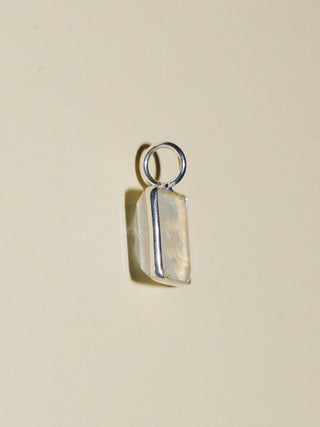 Crushed Ice Moonstone Square Cut Charm in Sterling Silver