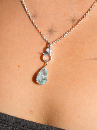 Hawaiian Blue Fluorite Teardrop Cut Charm in Sterling Silver