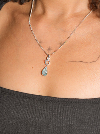 Hawaiian Blue Fluorite Teardrop Cut Charm in Sterling Silver