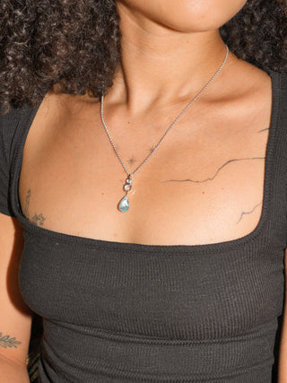 Hawaiian Blue Fluorite Teardrop Cut Charm in Sterling Silver