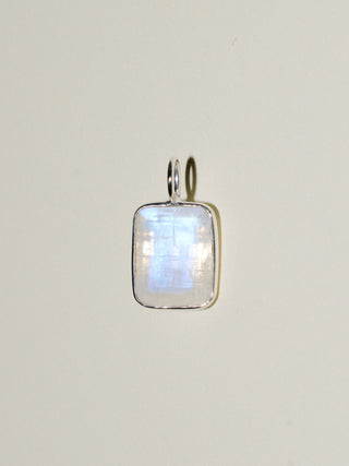 Fishscale Moonstone Emerald Cut Charm in Sterling Silver
