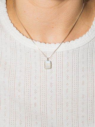 Fishscale Moonstone Emerald Cut Charm in Sterling Silver