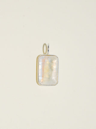 Raleigh Moonstone Emerald Cut Charm in Sterling Silver