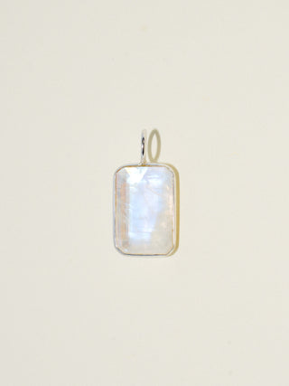Raleigh Moonstone Emerald Cut Charm in Sterling Silver