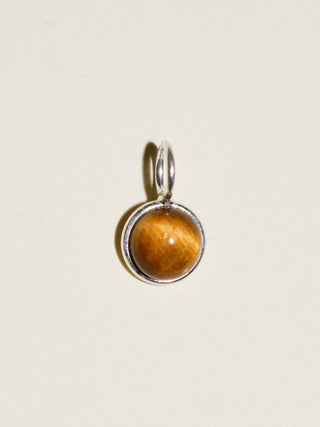 Rawr Tigers Eye Round Cabochon Charm in Sterling Silver