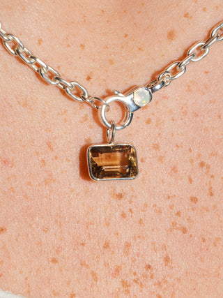 Cafecito Imperial Brown Topaz East West Emerald Cut Charm in Sterling Silver