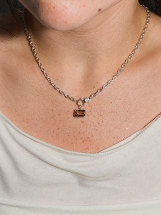 Cafecito Imperial Brown Topaz East West Emerald Cut Charm in Sterling Silver