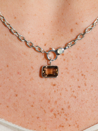 Cafecito Imperial Brown Topaz East West Emerald Cut Charm in Sterling Silver
