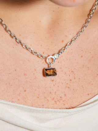 Cafecito Imperial Brown Topaz East West Emerald Cut Charm in Sterling Silver