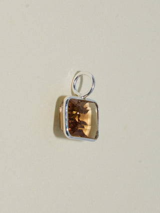 Cafecito Imperial Brown Topaz East West Emerald Cut Charm in Sterling Silver