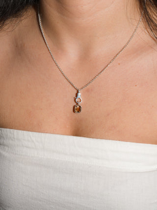 Rocky Road Imperial Topaz Emerald Cut Charm in Sterling Silver
