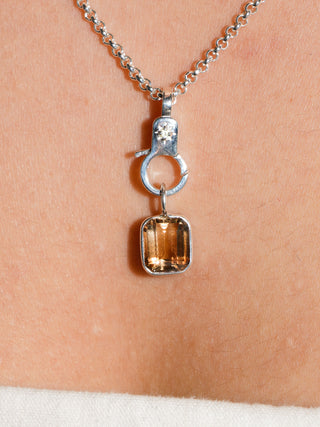 Rocky Road Imperial Topaz Emerald Cut Charm in Sterling Silver
