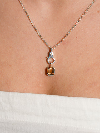 Rocky Road Imperial Topaz Emerald Cut Charm in Sterling Silver