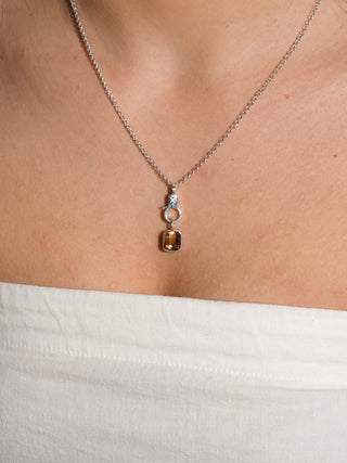 Rocky Road Imperial Topaz Emerald Cut Charm in Sterling Silver