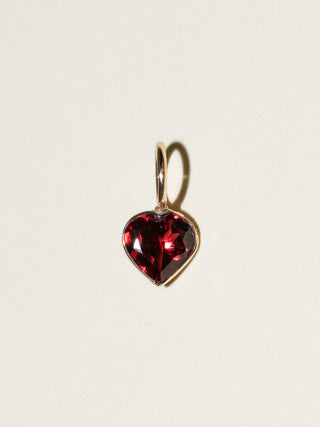 Garnet Heart Cut Charm in Yellow 14k Gold