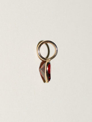Garnet Heart Cut Charm in Yellow 14k Gold