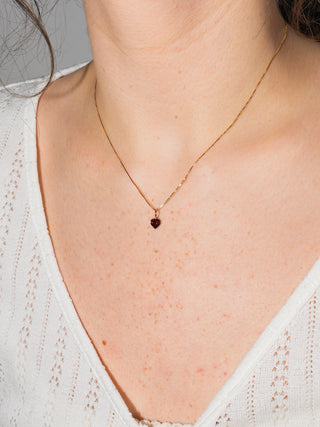 Garnet Heart Cut Charm in Yellow 14k Gold