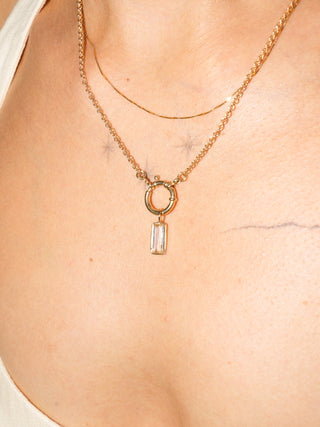 Scale Scapolite Baguette Cut Charm in Yellow 14k Gold