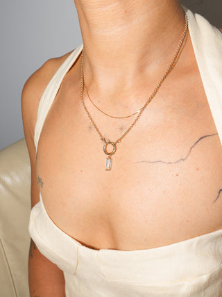 Scale Scapolite Baguette Cut Charm in Yellow 14k Gold
