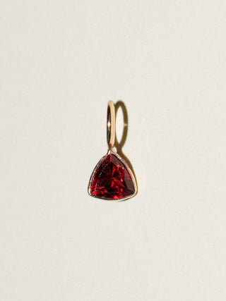 Lux Garnet Trillion Cut Charm in Yellow 14k Gold