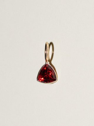 Lux Garnet Trillion Cut Charm in Yellow 14k Gold